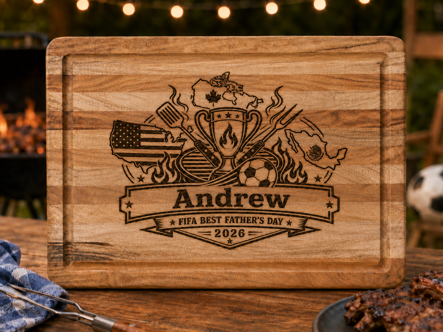 Personalized Father’s Day Charcuterie Board – Custom Engraved Wood Serving Board for Dad