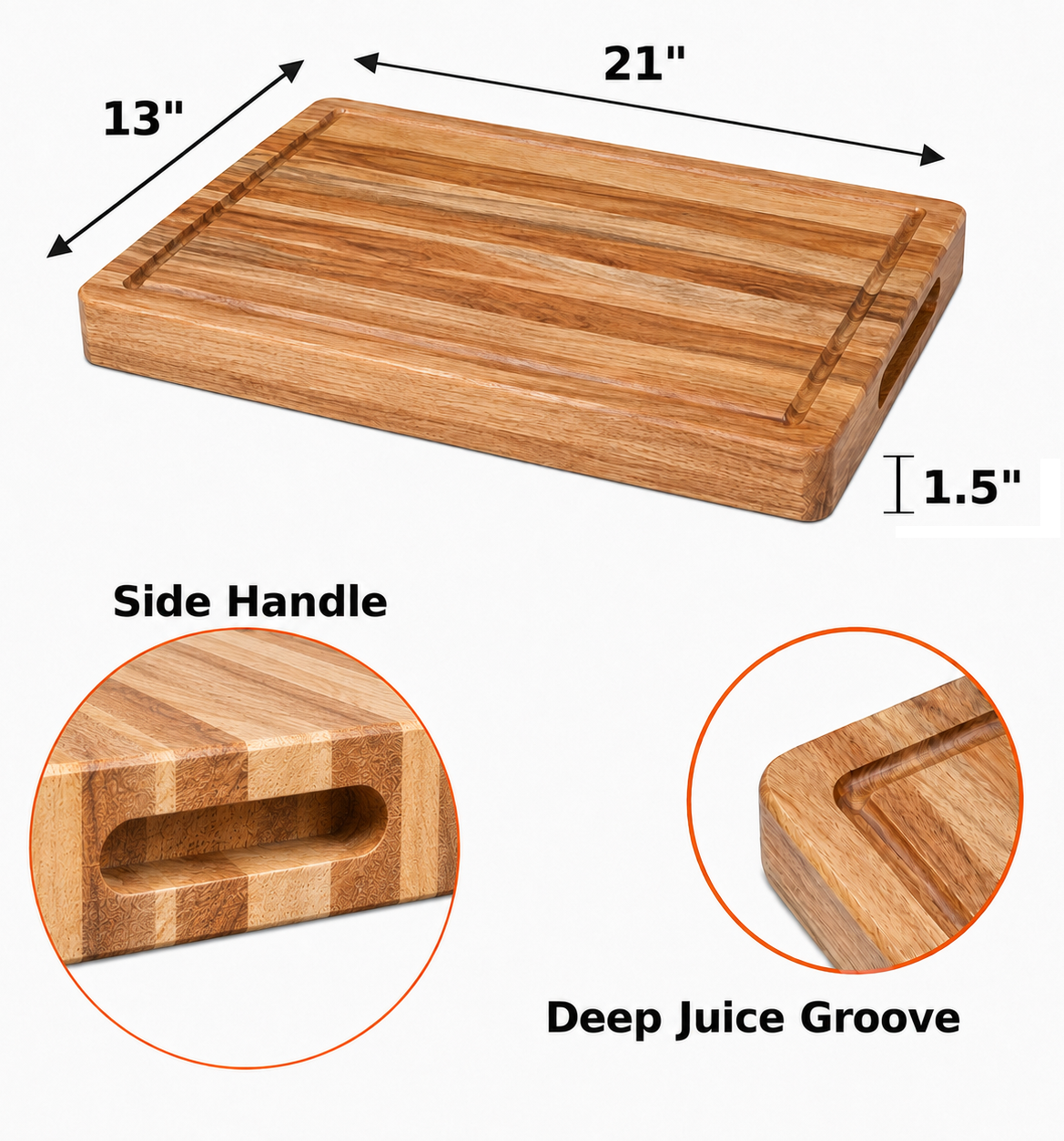 Stripes — 21x13x1.5in acacia charcuterie board size