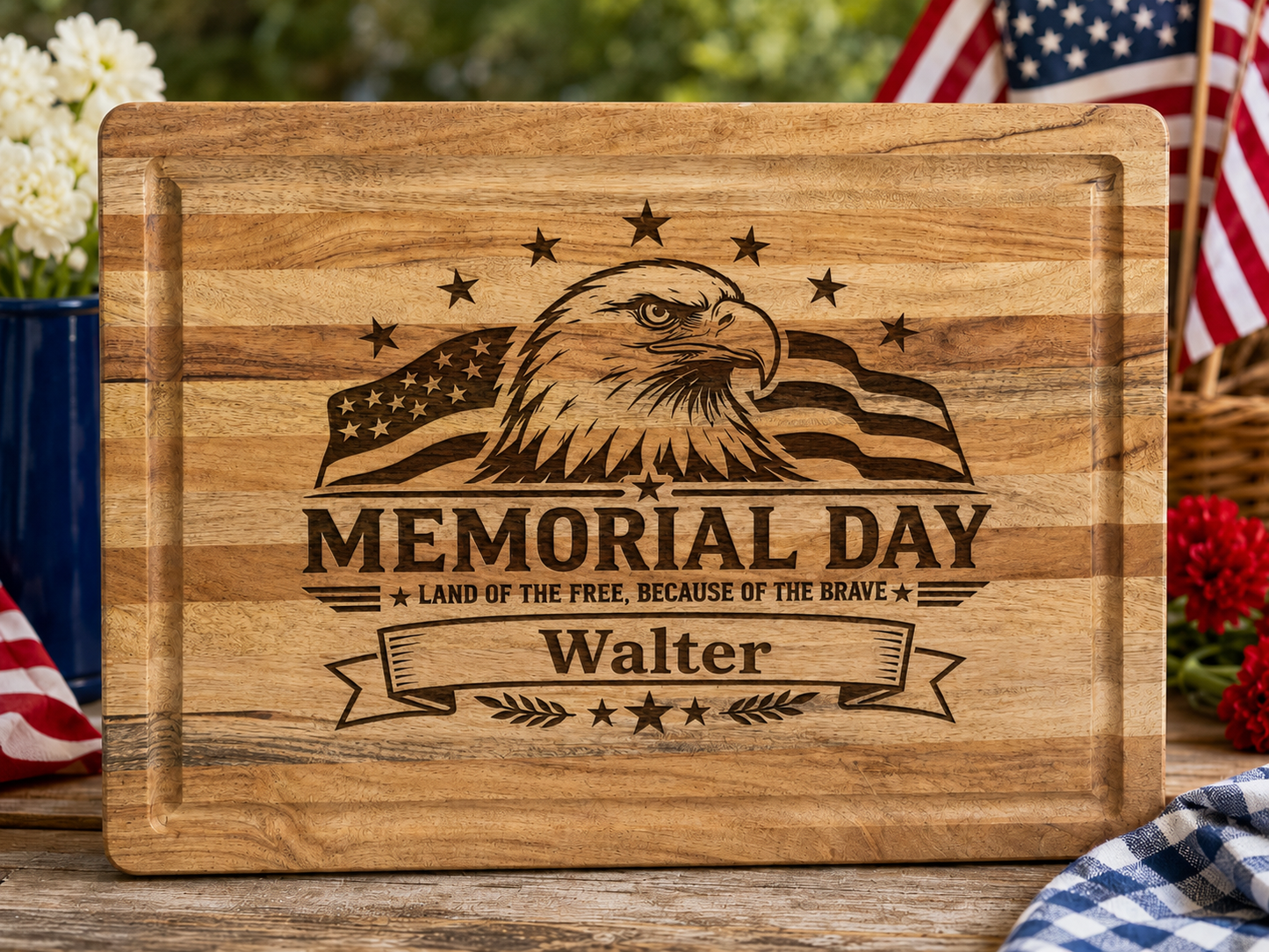 Personalized Patriotic Charcuterie Board - Memorial Day Serving Board