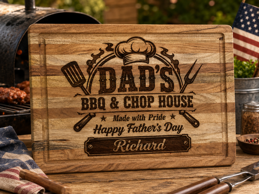 Personalized Father’s Day Charcuterie Board – Custom Engraved Wood Serving Board for Dad
