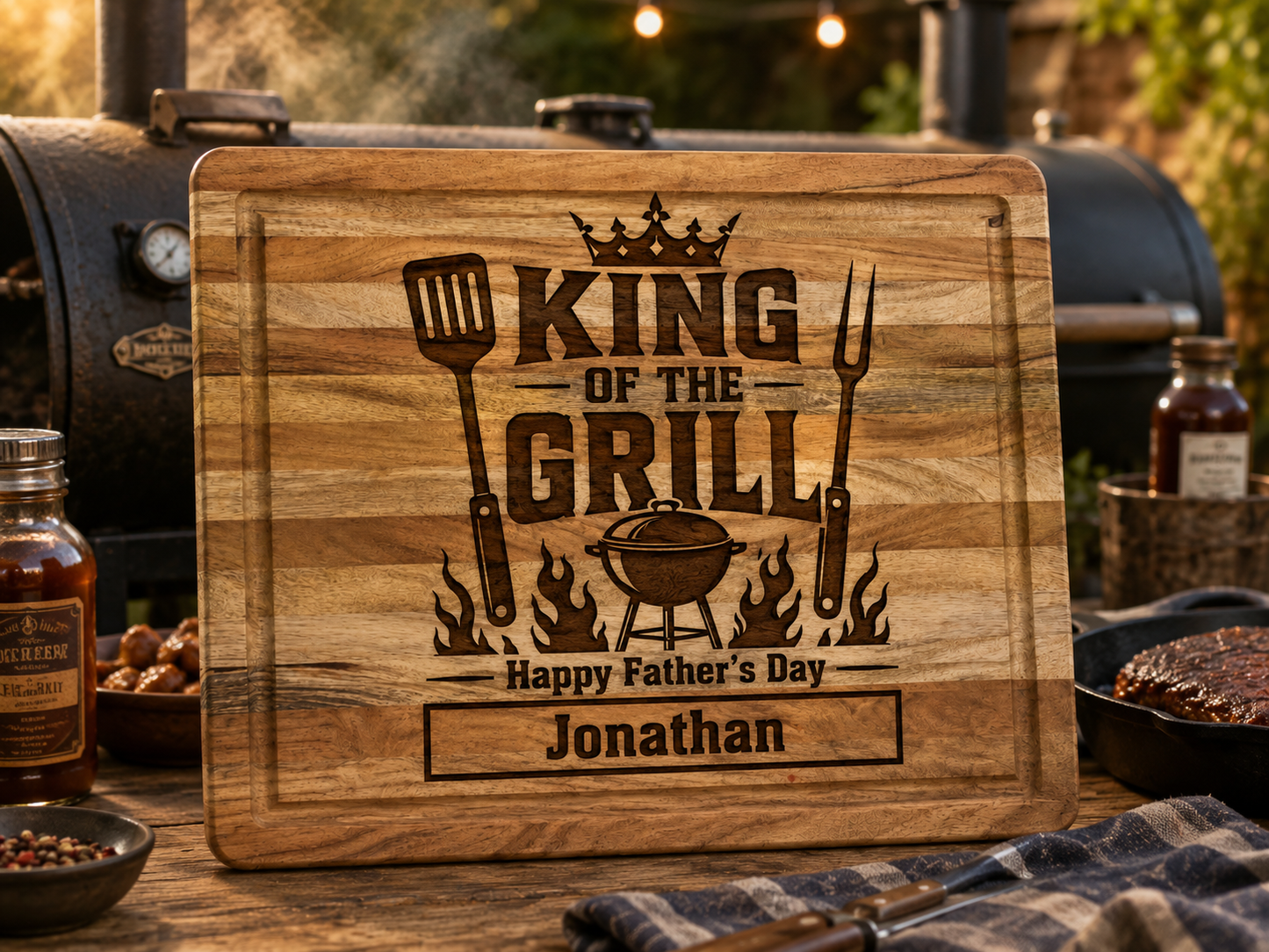 Personalized Father’s Day Charcuterie Board – Custom Engraved Wood Serving Board for Dad
