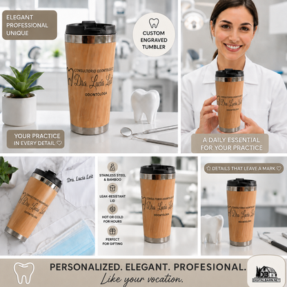 Personalized Bamboo Coffee Tumbler – 16oz Custom Engraved with Your Logo or Text