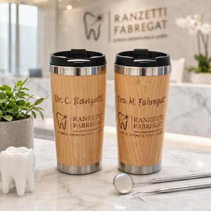 Personalized Bamboo Coffee Tumbler – 16oz Custom Engraved with Your Logo or Text